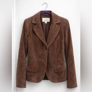 Cherokee Brown Suede Leather Blazer Jacket XS Lined